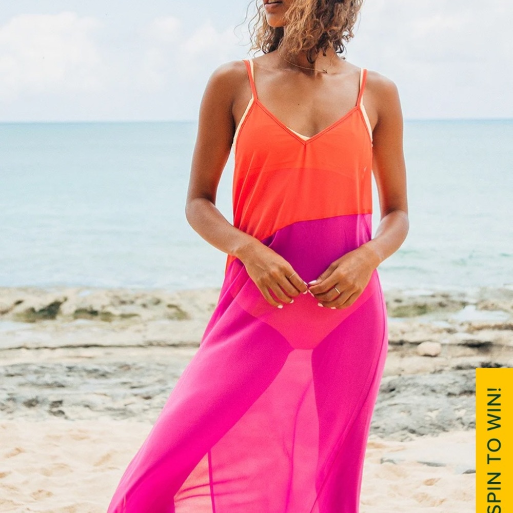 Lulu's Orange and Pink Swim Coverup